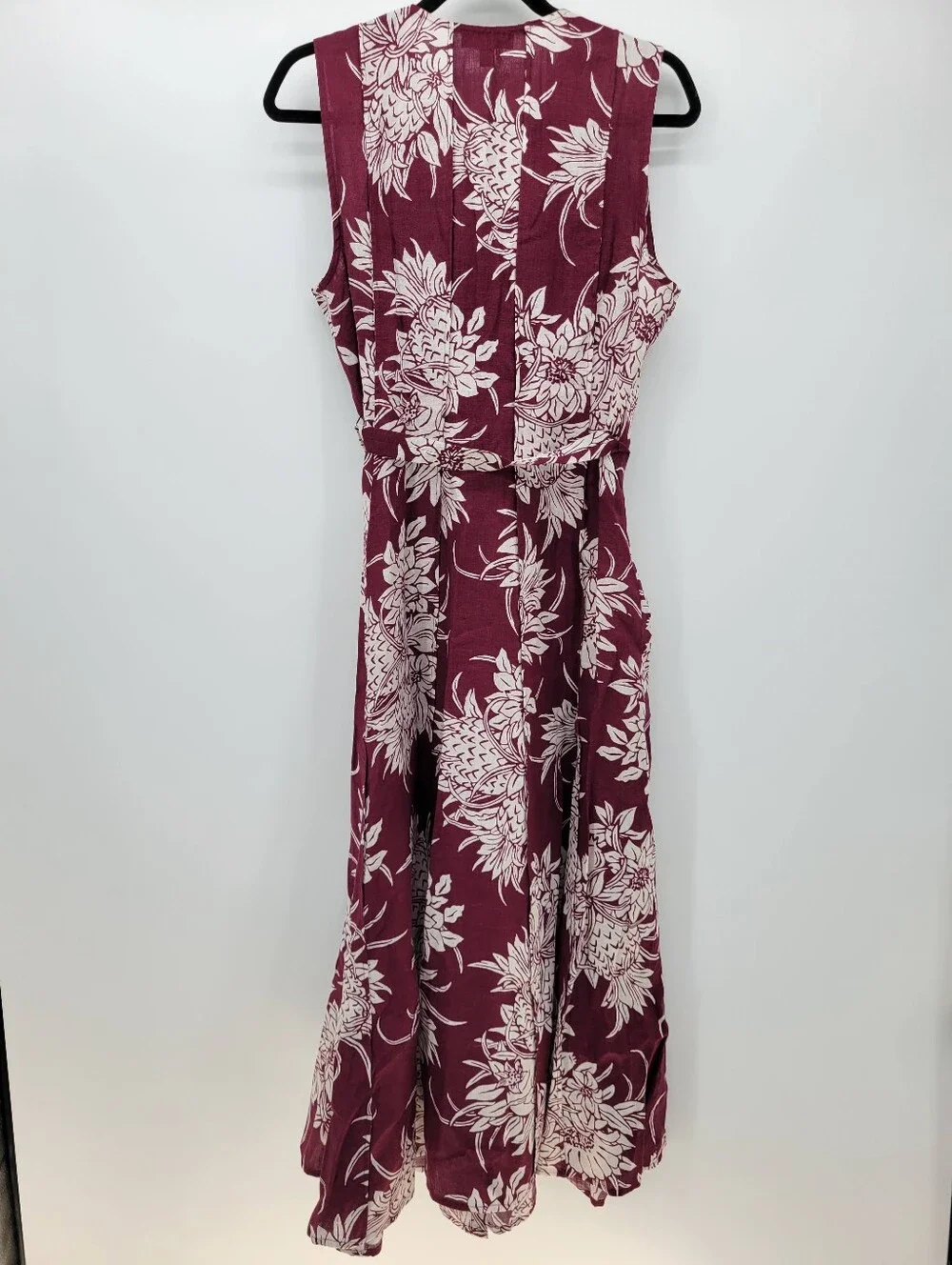 J Crew Seamed linen dress with removable belt in pineapple garden print CU792